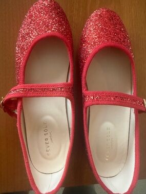 Women’s Red Glitter buckled ballet flats/Mary Jane Shoes